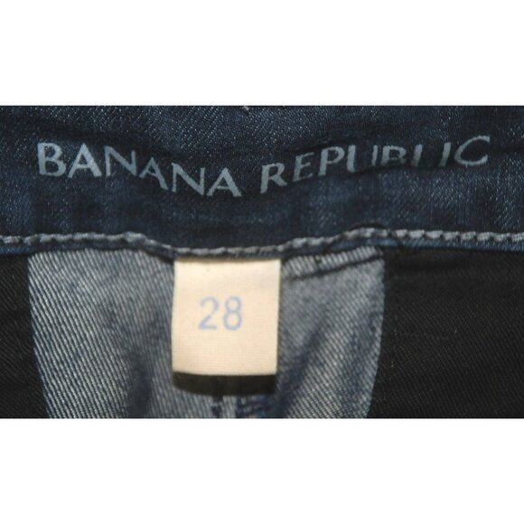 Banana Republic Ladies Blue Jeans Size 6 W28 Straight Leg Dark Wash Stretch - Picture 7 of 8